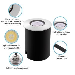 Mini DMX Pool Light RGB Recessed Swimming Pool Step Lights IP68