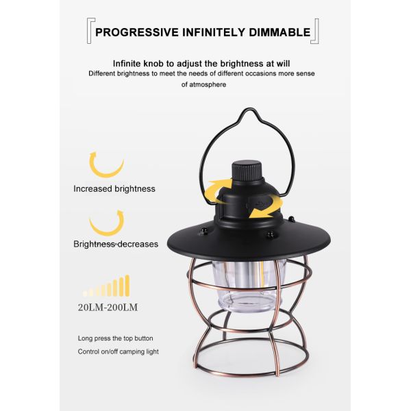 Retro Atmosphere Rechargeable Tent Horse Lamp 4500mAh Outdoor Portable