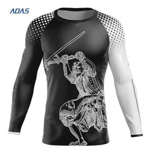 Sublimation Mens Rash Guard Long Sleeve Diving Compression Spangle Embroidery