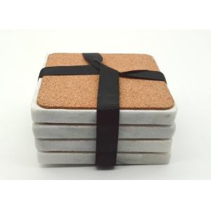Marble White Plain Stone Coasters No Pollution Insulated With Back Pad