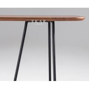 Modern Simple Metal Frame Rectangle Wood Dining Table