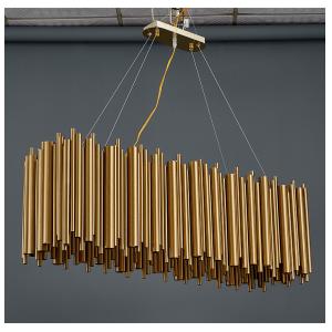 Luxury modern chandelier for dining room brushed gold stainless steel rectangle