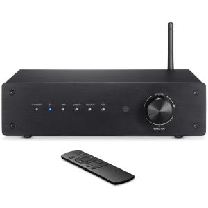Bluetooth 5.0 Power Amplifier Stereo Receiver with 2X100W RMS and 2.1 Channel
