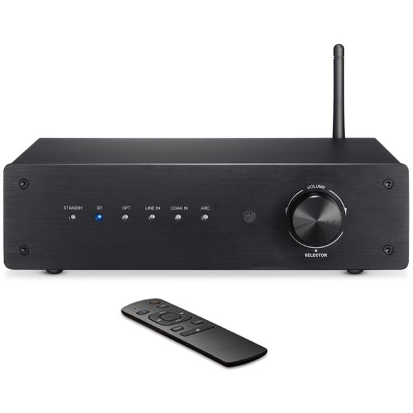 Bluetooth 5.0 Power Amplifier Stereo Receiver with 2X100W RMS and 2.1 Channel