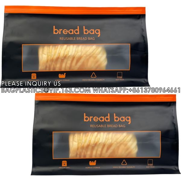 Quality Reusable Zipper Sourdough Bread Bags To Keep Fresh Extra Large Bakery Bread Bags With Window For Bread Storage wholesale