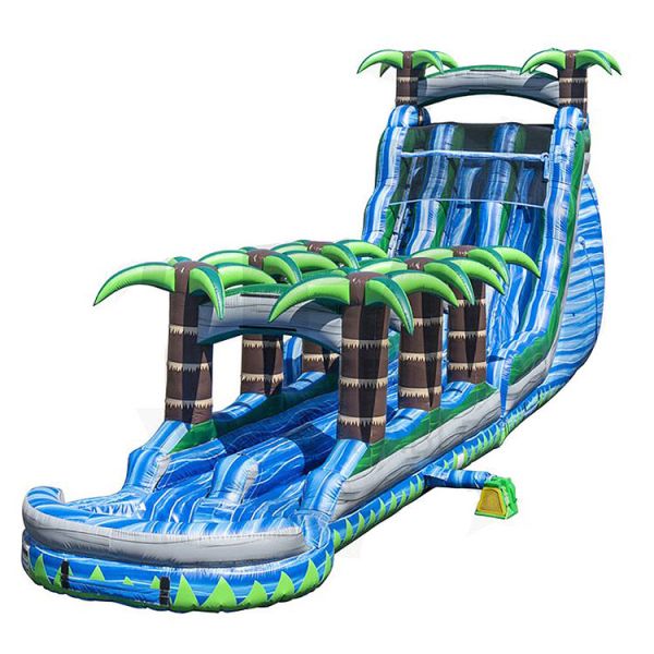 Double Lane Inflatable Slides Water Or Dry Slide With Swimming Pool For Party
