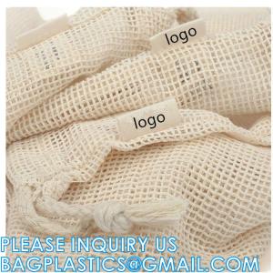 Natural Cotton Double Drawstring Reusable Eco Friendly Grocery Bag Shopping Net