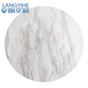 White Top Black Base Odm Small Round Marble Dining Table 105cm Dia