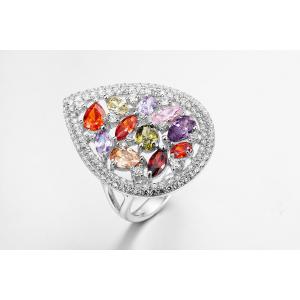 4.52g Pear Shaped Cubic Zirconia Ring Sterling Silver Ring ODM