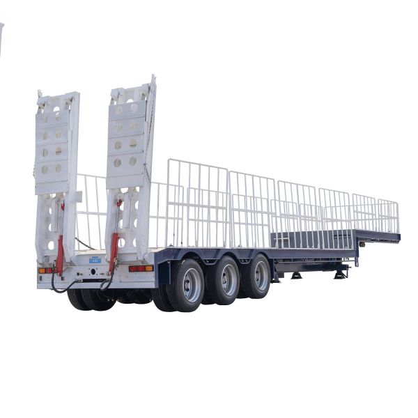 60-120 Tons Heavy Duty Self-dumping Low Semi Trailer with 3 Axles and Gooseneck
