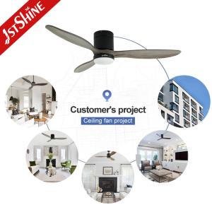 Metal Lamp Body Ceiling Fan with Light Remote Control and Dimmable 3 Wooden Grey