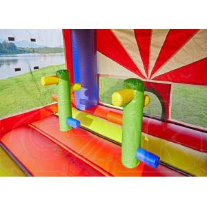 Flame Resistant Inflatable Jumping Castle / 5 In 1 Bouncy Castle With Slide