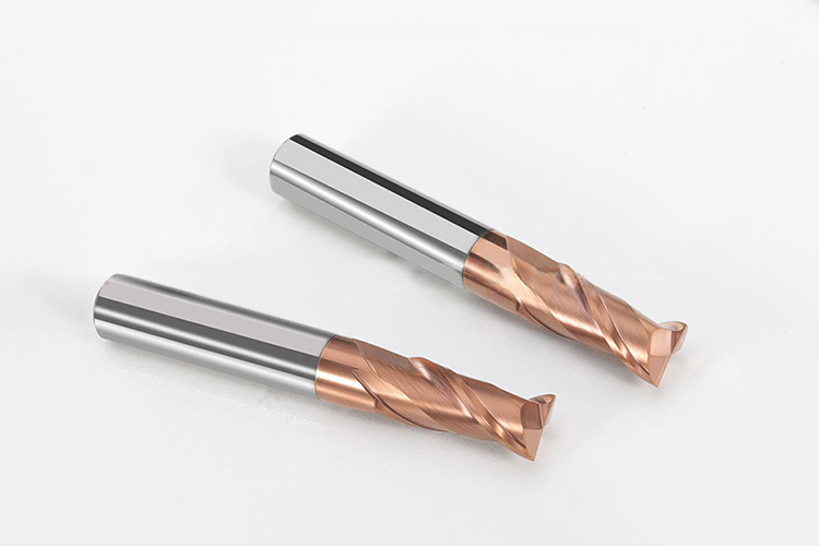 CNC Flat-bottom Tungsten Carbide End Mill with Two Flutes and 55-degree Keyway Cutter for Steel Featuring nACo4 Coating