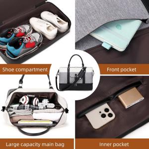 Canvas Large Weekender Foldable Carry On Travel Duffel Bag with leather shoes