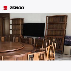 Solid Wood Chinese Style Dining Set with Rotating Table 12 Chairs and 2 Wine