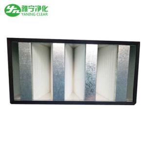 Galvanized Frame Mini Pleat HEPA Filter / V Bank HEPA Filter For Clean Room
