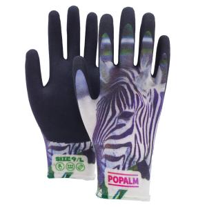 Popalm Unisex Animal Print Garden Gloves 15gauge Latex Palm Coated Work Gloves