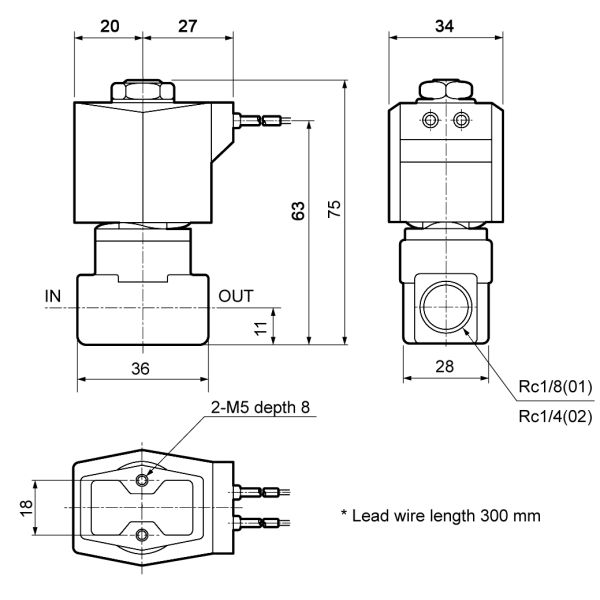 Dimension of CKD Type AB31 Series Solenoid Valve: