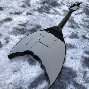 Custom black Bat 6-strings tremolo bridge electric guitar mahogany body black