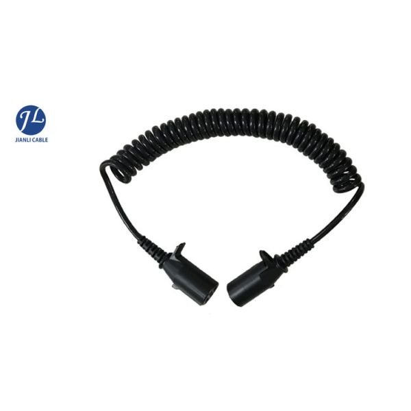 Trailer Spring Coiled Electrical Cable With 7 Pin Power Signal Plug For 2