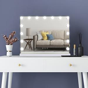 Compact Led Hollywood 10x Vanity Mirror Plexiglass Material