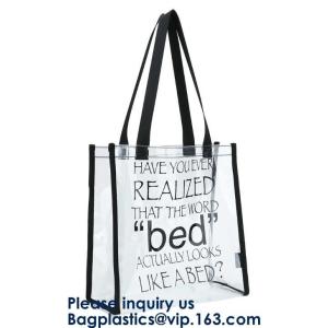 Clear PVC Tote Bag With Nylon Handles And Fabric Trim,Clear PVC cosmetic zipper