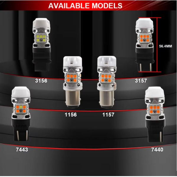 T3 Error Free 1156 BA15S BAU15S Light Bulb 12V 24W White Amber Red Car Motorcycle LED Turn Signal Lights With Ceramics