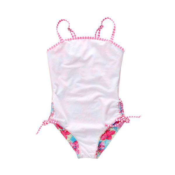 Girl's Swimwear flower print Double-deck flouncing Swimsuit off shoulder swimwear one piece swimsuit