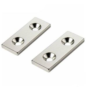 Neodymium NdFeB block Magnet with two countersunk hole Holding Magnets