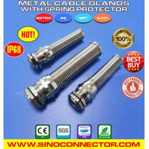 Cheap IP68 Liquid Tight Metal (Brass) Strain Relief Cable Glands with Spiral Flex Protector for sale