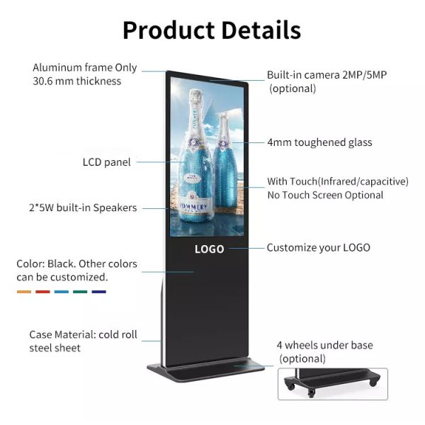 Android 55 Inch Monitors Billboard Touch Screen Information Kiosk Advertising