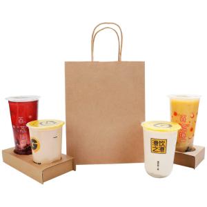 Take Away Coffee Packaging Paper Bag with Custom Logo and Foldable Design on