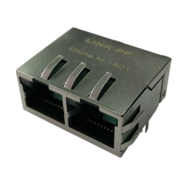 Quality XMH-SK04-G211031BNL Stackable 1x2 RJ45 10/100/1000 Mbps Connector W/ LED&EMI wholesale
