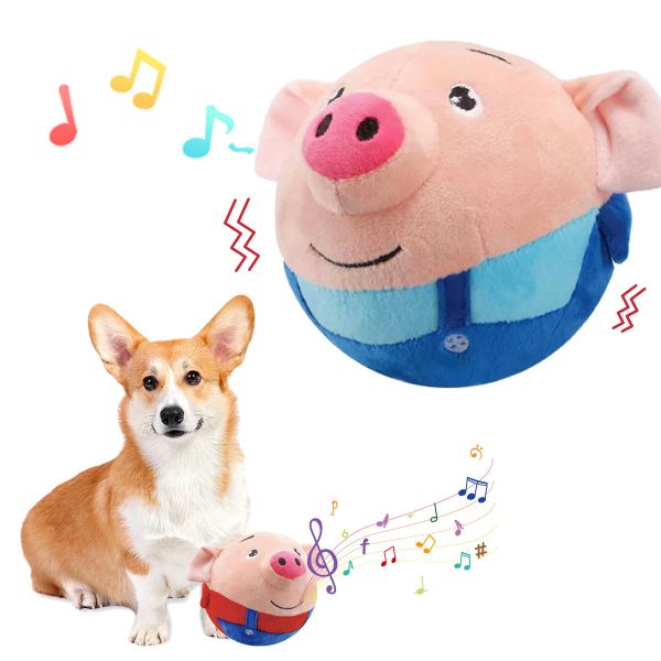 Quality Dog Plush Toy Funny Pig Electronic Interactive Pet Bouncing Balls Active Moving  Squeaky wholesale