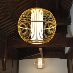 China Creative Round Bamboo Lantern Pendant Light Handmade Wood Suspension Lamp(WH-WP-25) on sale