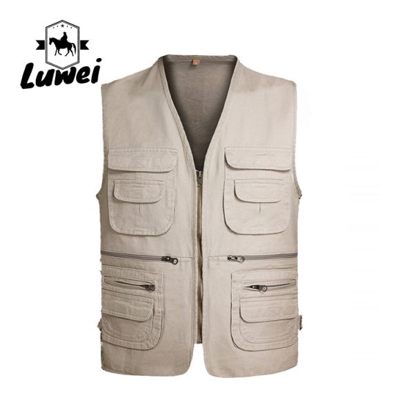 Causal Multi-pocket Sleeveless Oversize Top Utility Waistcoat V-neck Cardigan