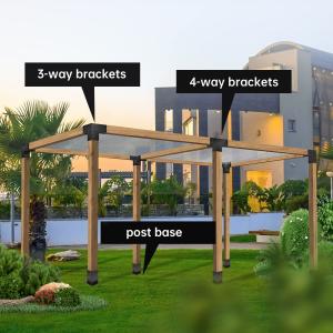 4''*4'' Steel Pergola Brackets Kit Post Base Corner Three Way Four Way Bracket
