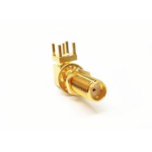 Right Angle Bulkhead Threaded PCB Panel Soldering Mount SMA RF Connector