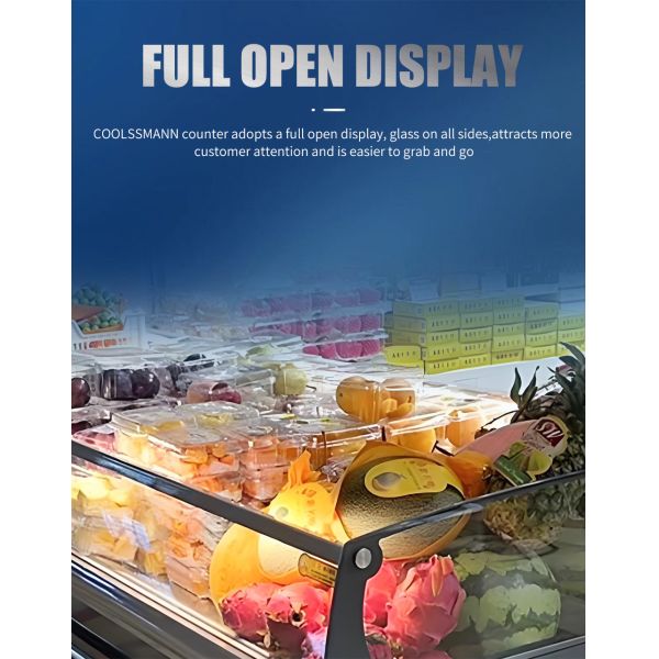 Promotion Counter Fruits And Vegetables Display Fridge Supermarket For Sale