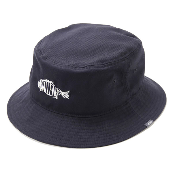 Quality Navy / Black Spiral Full Cotton Bucket Hat Embroidery Fish Bone Logo Founded wholesale