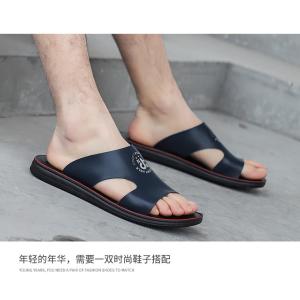 Customized Color Men PU Slippers Abrasion Resistance Screen Print Type