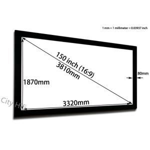 Huge Cinema Size 3D Projection Screen 150 Inch Flat Fixed Frame Wall Mounted 16