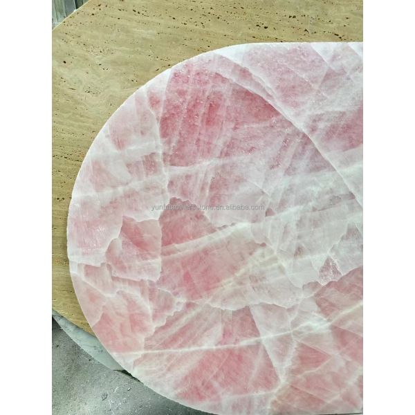 Modern Translucent Crystal Pink Onyx Slab Stone Lamps for Backlit Wall Background Panel