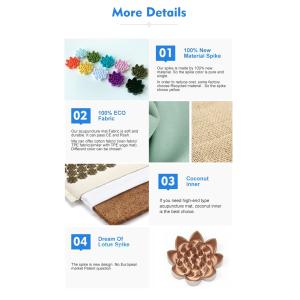 Colorful Coconut New Yoga Migraine Acupressure Massage Mat and Pillow Set