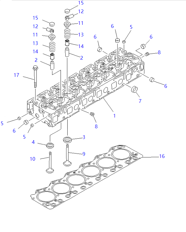 6221-13-1100 6221131100 Cylinder Head ASS'Y KOMATSU Engine Parts For S6D108E SA6D108E