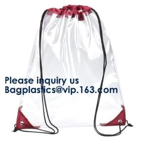 PVC Drawstring Bag Backpack With Solid Bottom Promotional Custom 210D Transparen