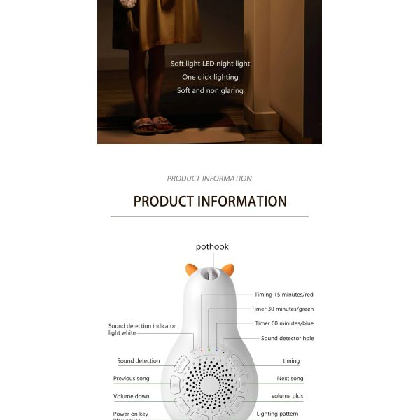 M9 Portable Sleeping Aid Speaker Night Light Mode 50H Battery Multiple Hypnotic Sound