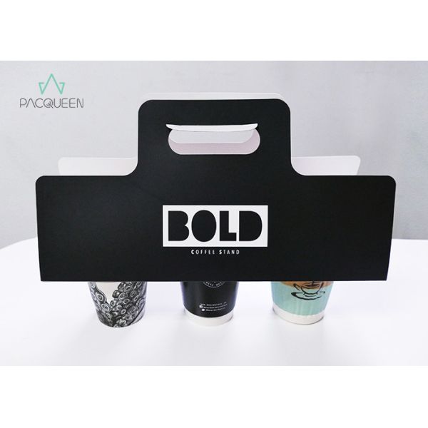 Quality Custom Three Paper Cup Holder With Handle Convenient Leak Proof wholesale