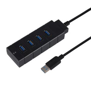 Ultra Slim Aluminum 4 Port Black Superspeed Usb 3.0 Hub