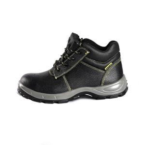 Cheap Middle Cut Genuine Leather Safety Shoes with Steel Toe and Plate Anti Smash Waterproof Work Boots for sale